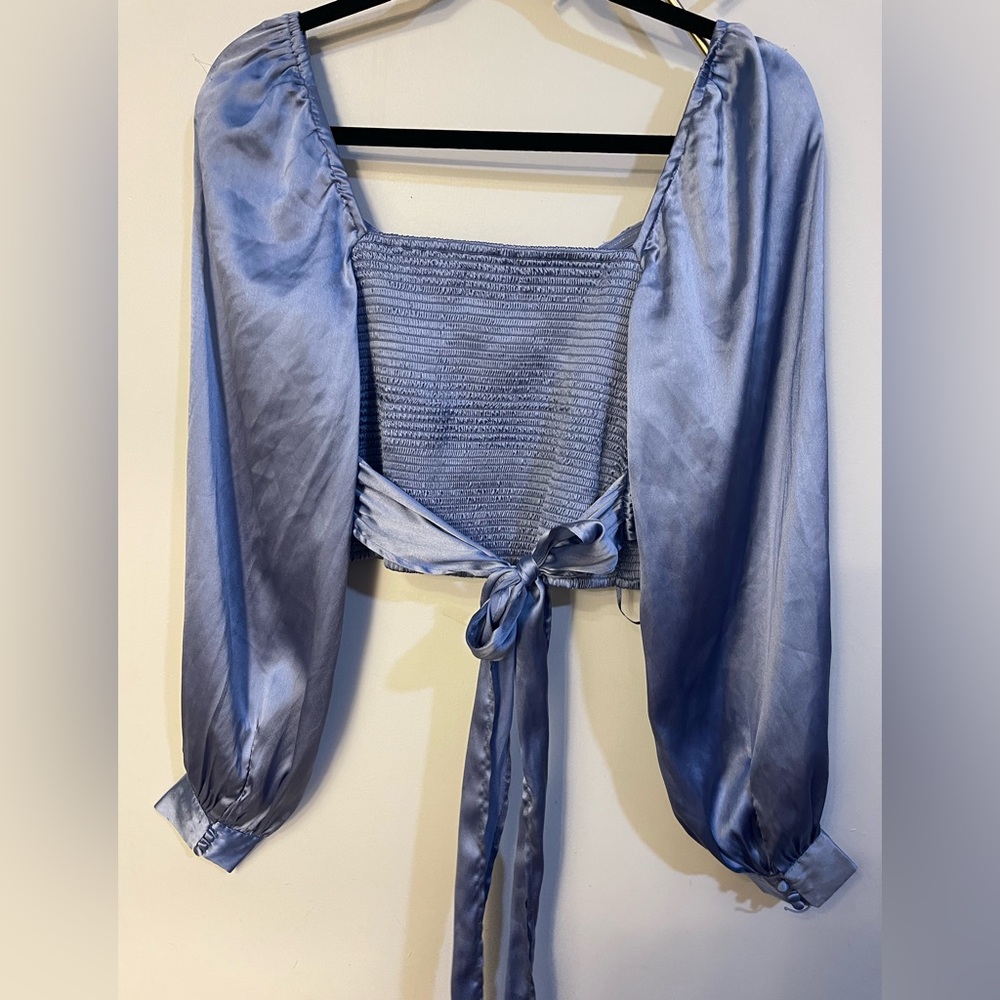 Urban Outfitters Satin Blue Blouse - Picture 3 of 5